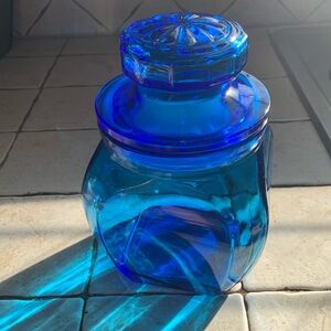 Vintage Blue Glass Apothecary Canister